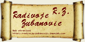 Radivoje Zubanović vizit kartica